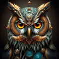 Steampunk portrait of a Owl, inspired by future technology, Highly Detailed, Steampunk by Stanley Artgerm Lau