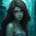 Matte portrait of Disney's Ariel in the under water city of Atlantis, Ultra Detailed, Half Body, Beautiful, Matte Painting, Sharp Focus, Portrait, Fantasy by Stefan Kostic