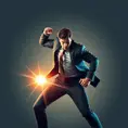 Design a compelling front page cover for the book, daring hero, in suit, Poster