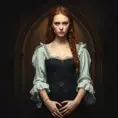 American Gothic Merida of DunBroch, Gothic and Fantasy, Half Body, Portrait, Threatening