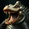 Steampunk portrait of a Crocodile, inspired by future technology, Highly Detailed, Steampunk by Stanley Artgerm Lau