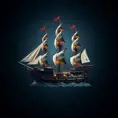 Pirate Ship, Intricate, Ultra Detailed, Symmetry, Beautiful, Sharp Focus, Astrophotography, Centered, Volumetric Lighting