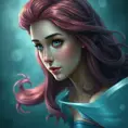 Ariel the mermaid with blue eyes, Intricate Details, Half Body, Beautiful, Matte Painting, Sharp Focus, Fantasy