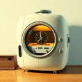 A Time Machine designed by Dieter Rams. stunning industrial design. Natural colors, mid century modern design, Highly Detailed, Vintage Illustration, Retro-Futurism, Sharp Focus, Smooth, Vector Art by Stanley Artgerm Lau