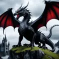 Dragon with red eyes, Gothic and Fantasy, Matte Painting