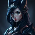 Matte portrait of the beautiful Vex from League of Legends in dark blue, Highly Detailed, Intricate, Realistic, Sharp Focus, Volumetric Lighting, Fantasy, Elegant