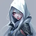 Matte portrait of a mysterious Fiora from League of Legends in white, Intricate, Half Body, Sharp Focus, Anime, Elegant by Stefan Kostic