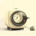 A Time Machine designed by Dieter Rams. stunning industrial design. Natural colors, mid century modern design, Highly Detailed, Vintage Illustration, Retro-Futurism, Sharp Focus, Smooth, Vector Art