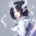 Matte portrait of a mysterious Fiora from League of Legends in white, Intricate, Half Body, Sharp Focus, Anime, Elegant