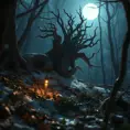 Portrait of a fall we felled in the moonlight, Highly Detailed, Intricate, Cinematic Lighting, Unreal Engine, Radiant, Fantasy by Stefan Kostic