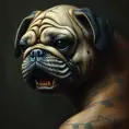 Pugsly Addams, Intricate Artwork, Intricate Details, Half Body, Beautiful, Matte Painting, Sharp Focus, Portrait, Fantasy, Threatening by Stefan Kostic