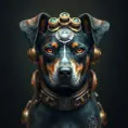Steampunk portrait of a Dog, inspired by future technology, Highly Detailed, Steampunk by Stanley Artgerm Lau