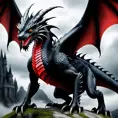 Dragon with red eyes, Gothic and Fantasy