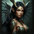 Alluring matte portrait of a beautiful Nidalee with wings, Highly Detailed, Intricate, Half Body, Realistic, Sharp Focus, Volumetric Lighting, Fantasy, Elegant by Stanley Artgerm Lau
