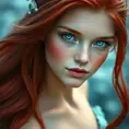 Ariel the mermaid with blue eyes, Half Body, Beautiful, Sharp Focus, Fantasy by Stefan Kostic