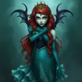 American Gothic Ariel the mermad, Gothic and Fantasy, Half Body, Portrait, Threatening