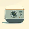 A Time Machine designed by Dieter Rams. stunning industrial design. Natural colors, mid century modern design, Highly Detailed, Vintage Illustration, Retro-Futurism, Sharp Focus, Smooth, Vector Art