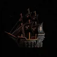 Pirate Ship, Intricate, Ultra Detailed, Symmetry, Beautiful, Sharp Focus, Astrophotography, Centered, Volumetric Lighting