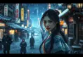 Mulan in a snowy tokyo town at night, Intricate Artwork, Intricate Details, Half Body, Beautiful, Matte Painting, Sharp Focus, Portrait, Fantasy, Threatening by Stefan Kostic