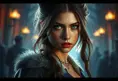 Beautiful girl in werewolf academy, Stunning, Digital Painting, Cinematic Lighting, Sharp Focus, Fantasy, Threatening, Hyper Realistic by Stefan Kostic