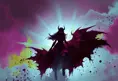 Silhouette of Irelia emerging from the fog of war, ink splash, Highly Detailed, Vibrant Colors, Fantasy, Dark by Stefan Kostic