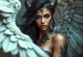 Alluring matte portrait of a beautiful Nidalee with wings, 8k, Highly Detailed, Intricate, Half Body, Realistic, Sharp Focus, Volumetric Lighting, Fantasy, Elegant by Stanley Artgerm Lau, WLOP