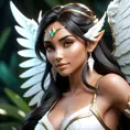 Alluring matte portrait of a beautiful Nidalee with wings, 8k, Highly Detailed, Intricate, Half Body, Realistic, Sharp Focus, Volumetric Lighting, Fantasy, Elegant by Stanley Artgerm Lau, WLOP