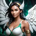 Alluring matte portrait of a beautiful Nidalee with wings, Highly Detailed, Intricate, Half Body, Realistic, Volumetric Lighting, Fantasy, Elegant by Stanley Artgerm Lau, Greg Rutkowski