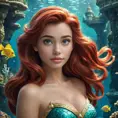 Matte portrait of Disney's Ariel in the under water city of Atlantis, Ultra Detailed, Half Body, Beautiful, Matte Painting, Sharp Focus, Portrait, Fantasy by Stanley Artgerm Lau