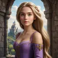 Matte portrait of Rapunzel inside a castle, Ultra Detailed, Half Body, Beautiful, Matte Painting, Sharp Focus, Portrait, Fantasy by Stefan Kostic