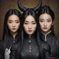 American Gothic Mulan, Gothic and Fantasy, Half Body, Portrait, Threatening