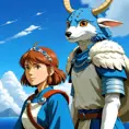 princess nausicaa and princess mononoke, Highly Detailed, Beautiful, Digital Painting, Anime, Fantasy by Studio Ghibli