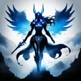 Silhouette of Irelia emerging from the fog of war, ink splash, Highly Detailed, Vibrant Colors, Fantasy, Dark by Stefan Kostic