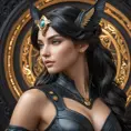 Alluring matte portrait of the beautiful goddess Artemis in black leather, 8k, Highly Detailed, Intricate, Realistic, Sharp Focus, Volumetric Lighting, Fantasy, Elegant by Stanley Artgerm Lau, Alphonse Mucha, WLOP