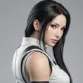 Matte portrait of Tifa Lockhart in white in the style of Stefan Kostic, Highly Detailed, Beautiful, Sharp Focus, Elegant