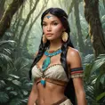 Matte portrait of Disney's Pocohontas in a jungle, Ultra Detailed, Half Body, Beautiful, Matte Painting, Sharp Focus, Portrait, Fantasy by Stanley Artgerm Lau