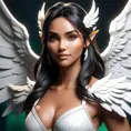 Alluring matte portrait of a beautiful Nidalee with wings, 8k, Highly Detailed, Intricate, Half Body, Realistic, Sharp Focus, Volumetric Lighting, Fantasy, Elegant by Stanley Artgerm Lau, WLOP