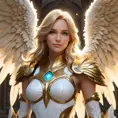 Alluring portrait of an angelic winged Kayle from League of Legends, 8k, Highly Detailed, Half Body, Photo Realistic, Sharp Focus, Octane Render, Unreal Engine, Volumetric Lighting, Fantasy by Stanley Artgerm Lau, Alphonse Mucha, WLOP