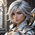 Alluring matte portrait of a beautiful Fiora from League of Legends in white, Highly Detailed, Intricate, Half Body, Realistic, Sharp Focus, Volumetric Lighting, Fantasy, Elegant by Stefan Kostic