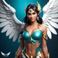 Alluring matte portrait of a beautiful Nidalee with wings, 8k, Highly Detailed, Intricate, Half Body, Realistic, Sharp Focus, Volumetric Lighting, Fantasy, Elegant by Stanley Artgerm Lau, WLOP