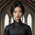 American Gothic Mulan, Gothic and Fantasy, Half Body, Portrait, Threatening