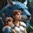 princess nausicaa and princess mononoke, Highly Detailed, Beautiful, Digital Painting, Anime, Fantasy by Studio Ghibli