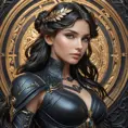 Alluring matte portrait of the beautiful goddess Artemis in black leather, 8k, Highly Detailed, Intricate, Realistic, Sharp Focus, Volumetric Lighting, Fantasy, Elegant by Stanley Artgerm Lau, Alphonse Mucha, WLOP