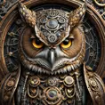 Steampunk portrait of a Owl, inspired by future technology, Highly Detailed, Steampunk