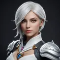 Alluring matte portrait of a beautiful Fiora from League of Legends in white, Highly Detailed, Intricate, Half Body, Realistic, Sharp Focus, Volumetric Lighting, Fantasy, Elegant by Stefan Kostic