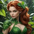 Alluring matte portrait of Poison Ivy in the style of Stefan Kostic, 8k, Highly Detailed, Intricate, Half Body, Matte Painting, Realistic, Sharp Focus, Fantasy by Greg Rutkowski