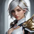 Alluring matte portrait of a beautiful Fiora from League of Legends in white, Highly Detailed, Intricate, Half Body, Realistic, Sharp Focus, Volumetric Lighting, Fantasy, Elegant by Stefan Kostic