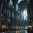 Cyberpunk Cathedral in a dystopian future, Dystopian, Cybernatic and Sci-Fi