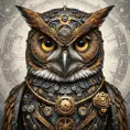 Steampunk portrait of a Owl, inspired by future technology, Highly Detailed, Steampunk