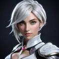 Alluring matte portrait of a beautiful Fiora from League of Legends in white, Highly Detailed, Intricate, Half Body, Realistic, Sharp Focus, Volumetric Lighting, Fantasy, Elegant by Stefan Kostic